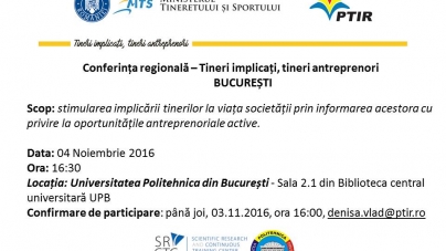 Conferința – Tineri implicați, tineri antreprenori BUCURESTI