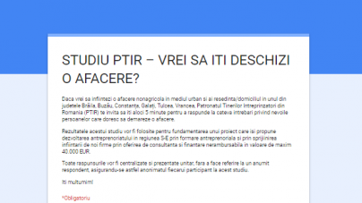 STUDIU PTIR – VREI SA ITI DESCHIZI O AFACERE IN REGIUNEA SUD-EST?